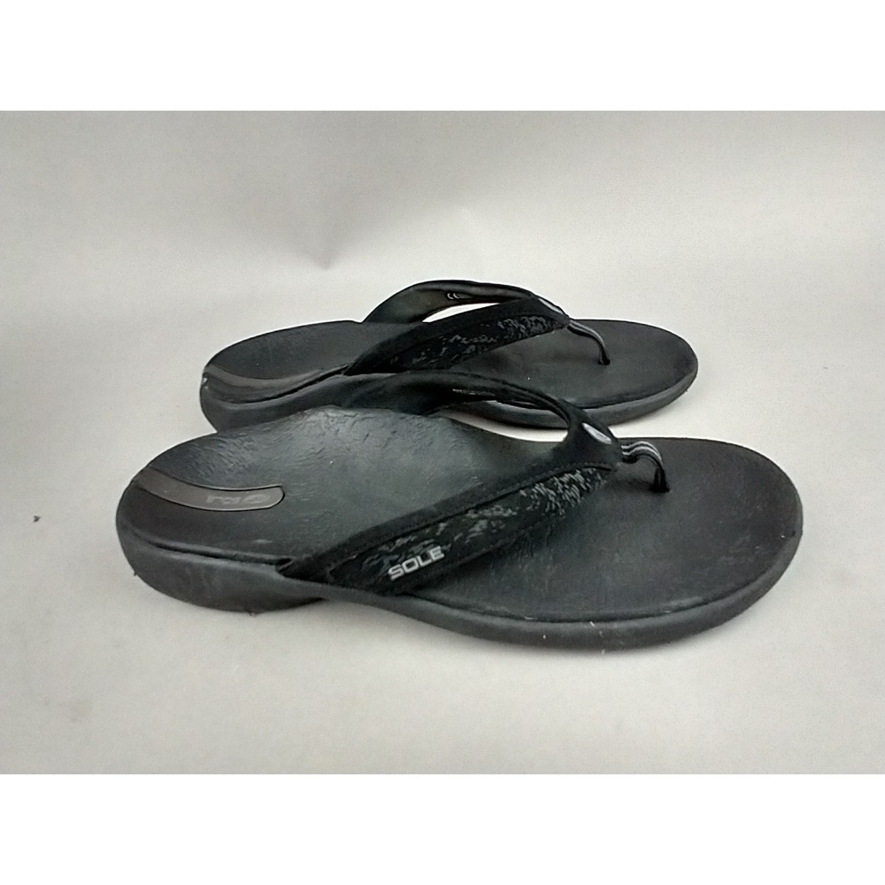 SOLE‎ Women's 9 Flip Flops Supportive Orthotic Black Sandals Slides